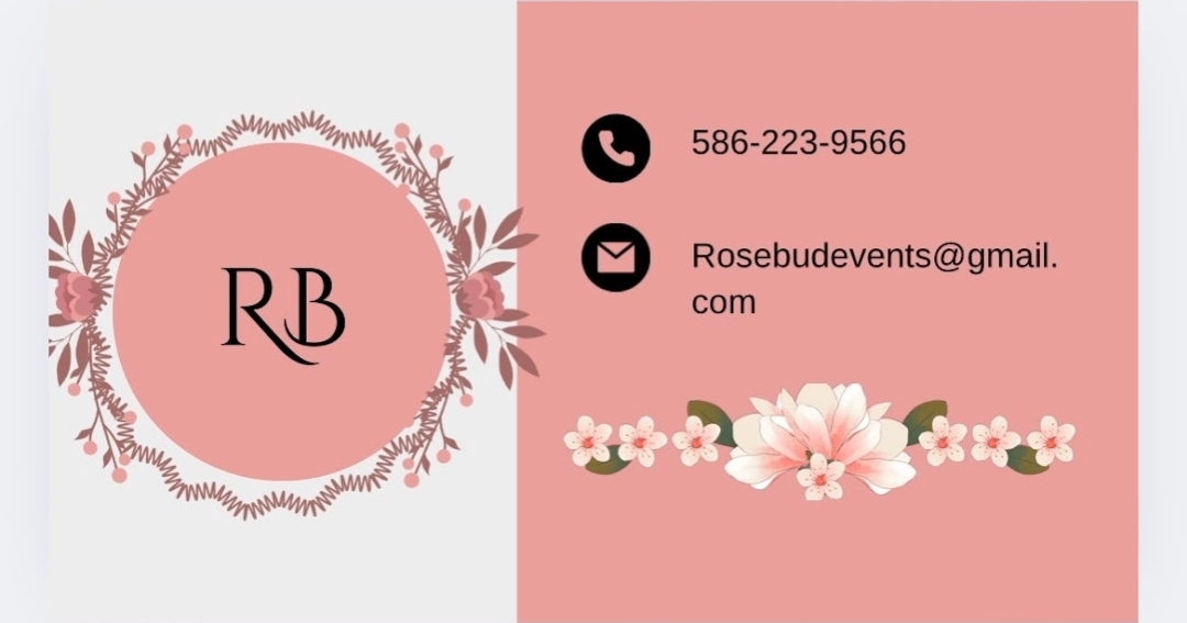 Rosebud Events business card